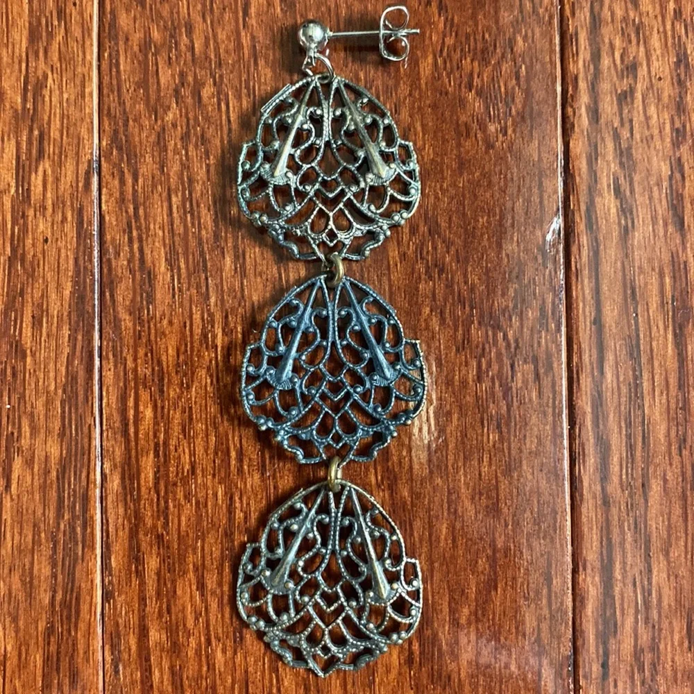 Vintage Boho Filigree Chandelier Drop Earrings